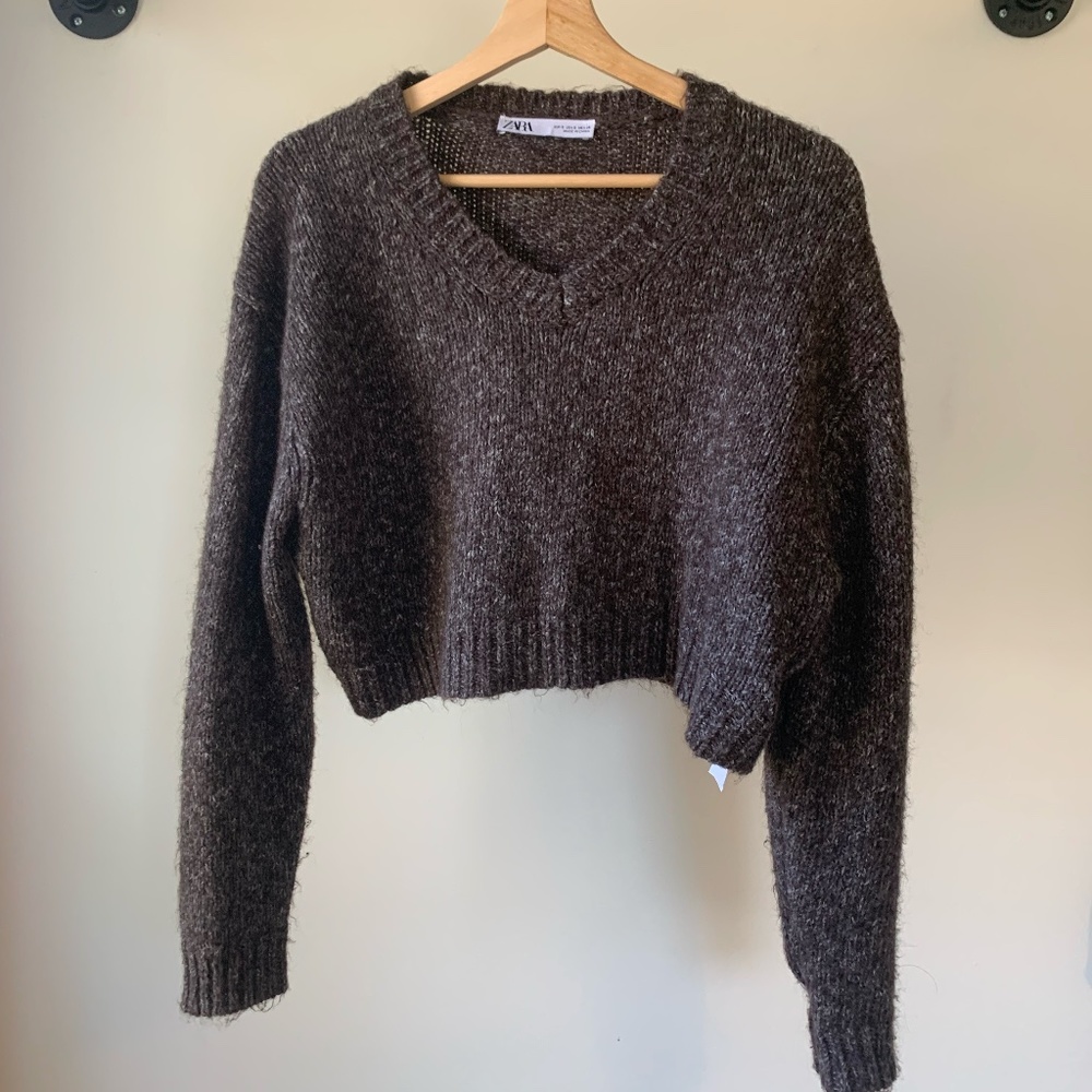 Brown Cropped Zara Sweater